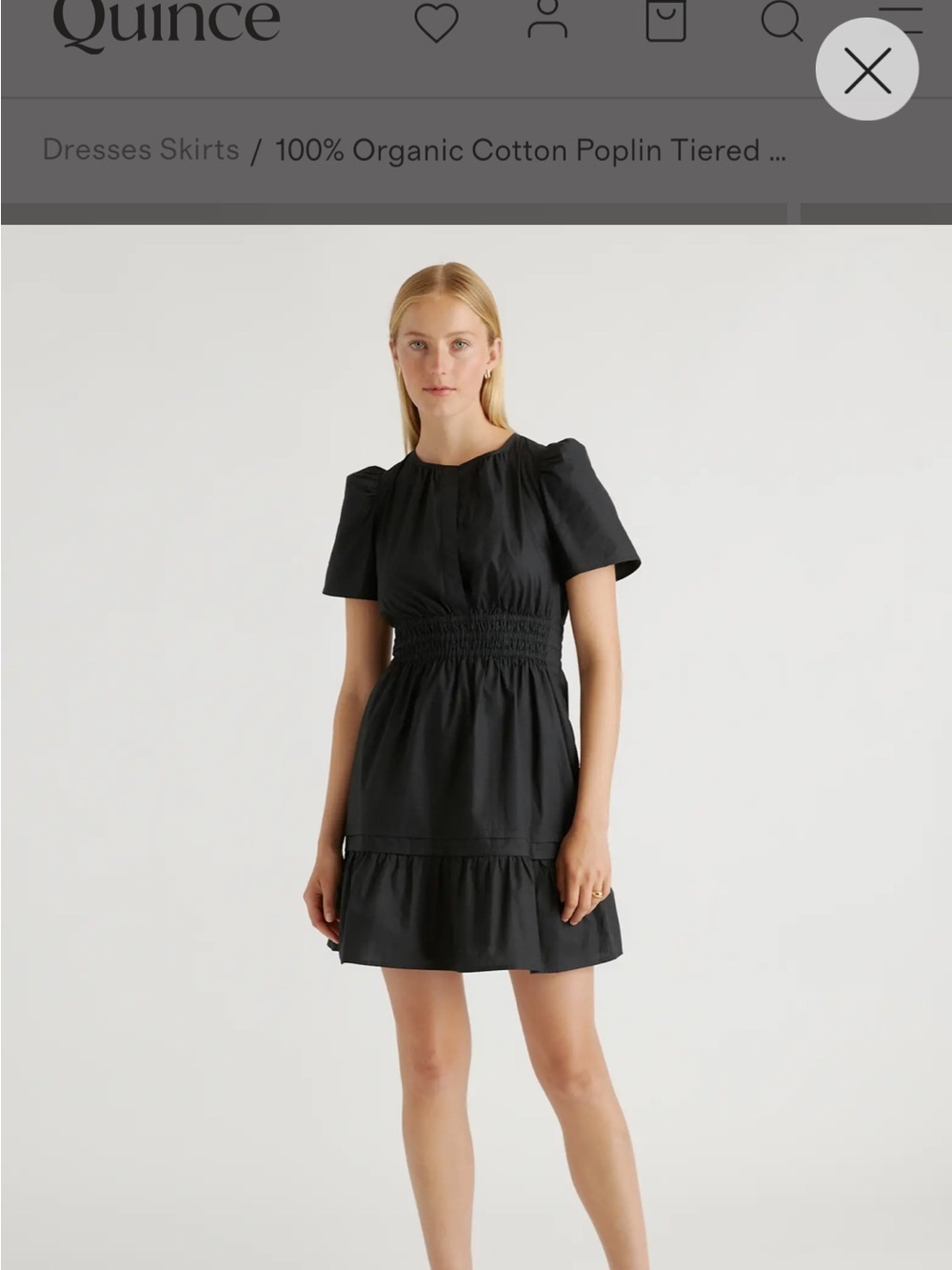 Quince Black Cotton Poplin Tiered Mini Dress